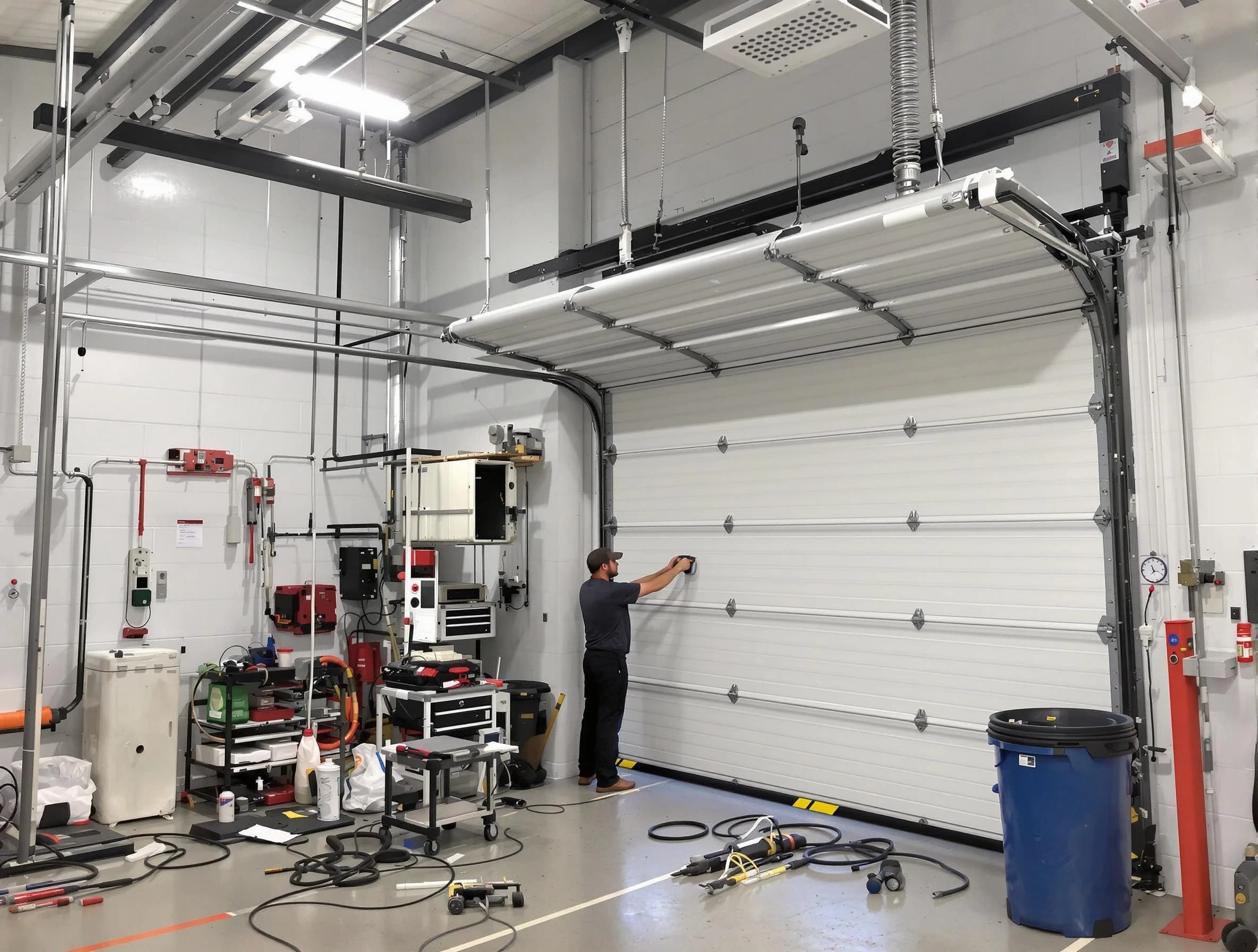 Sun Lakes Garage Door Repair certified technician performing commercial door repair at a Sun Lakes business facility