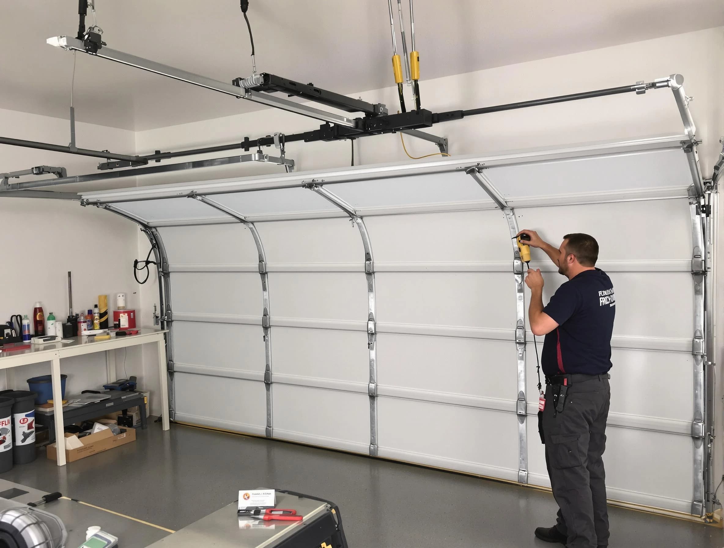 Sun Lakes Garage Door Repair certified technician performing overhead door system repair in Sun Lakes