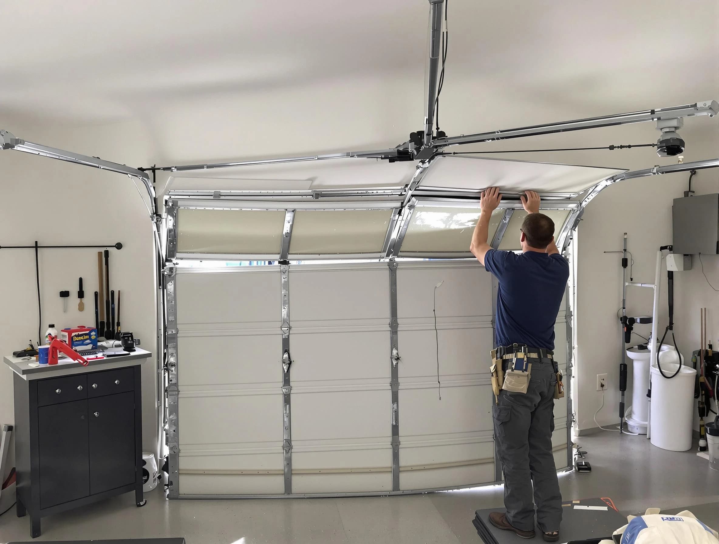 Sun Lakes Garage Door Repair specialist performing precise section replacement on Sun Lakes garage door